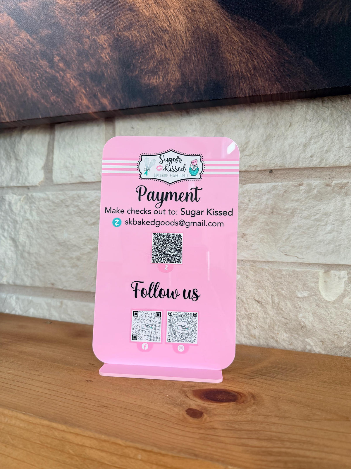 Custom Acrylic QR Code Sign: Business Logo, Scan to Pay Display
