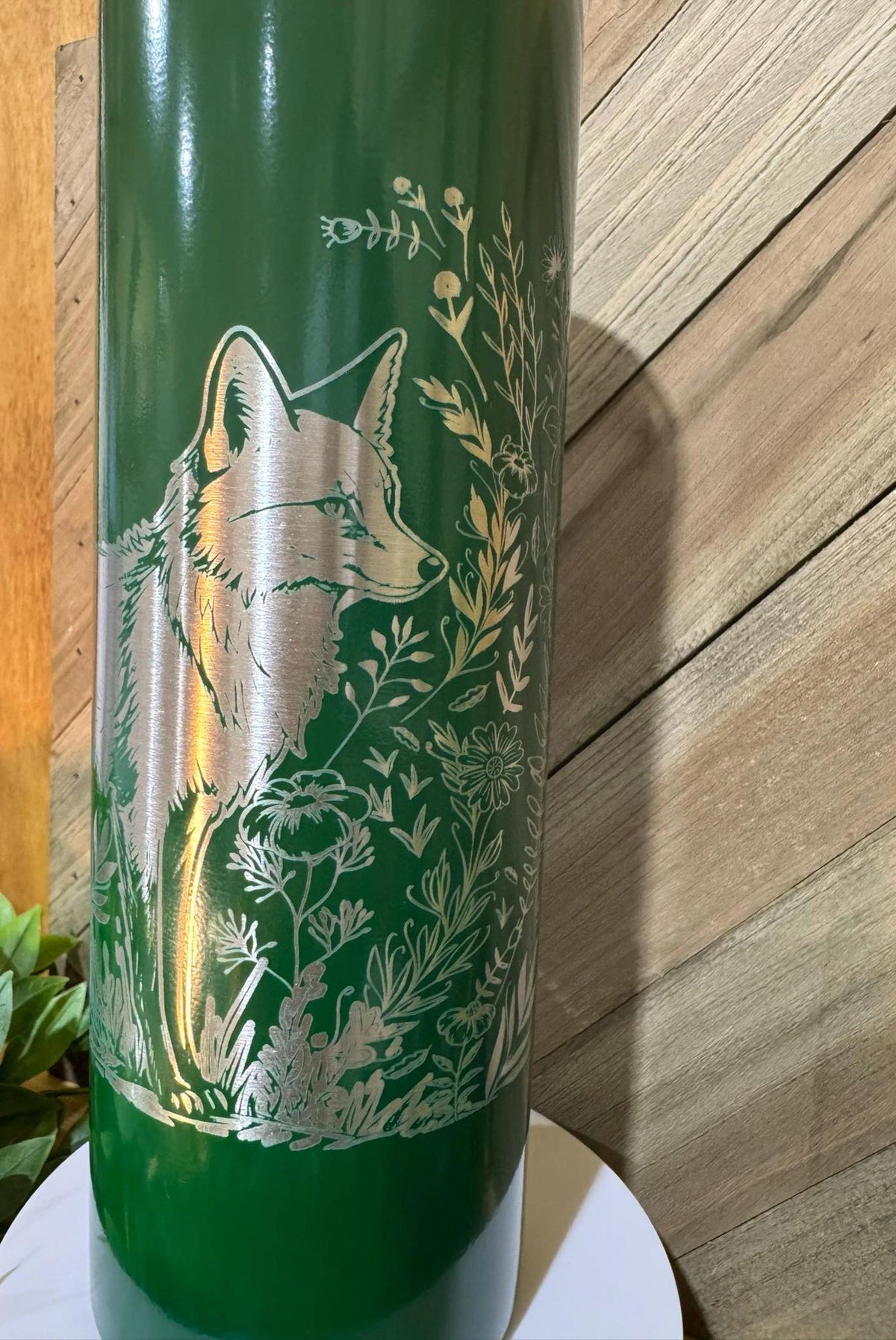 Engraved Fox Tumbler, Woodland Scene Insulated Travel Mug