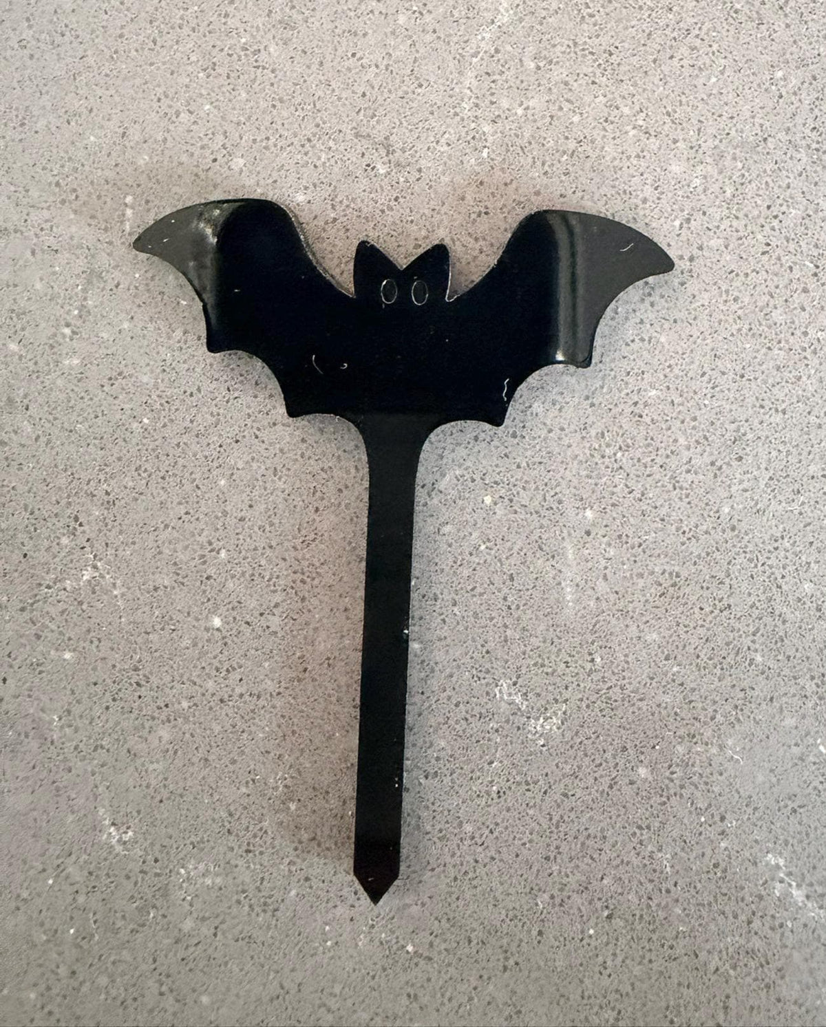 Black Acrylic Bat Cupcake Toppers | Halloween Party Decor (Set of 6)