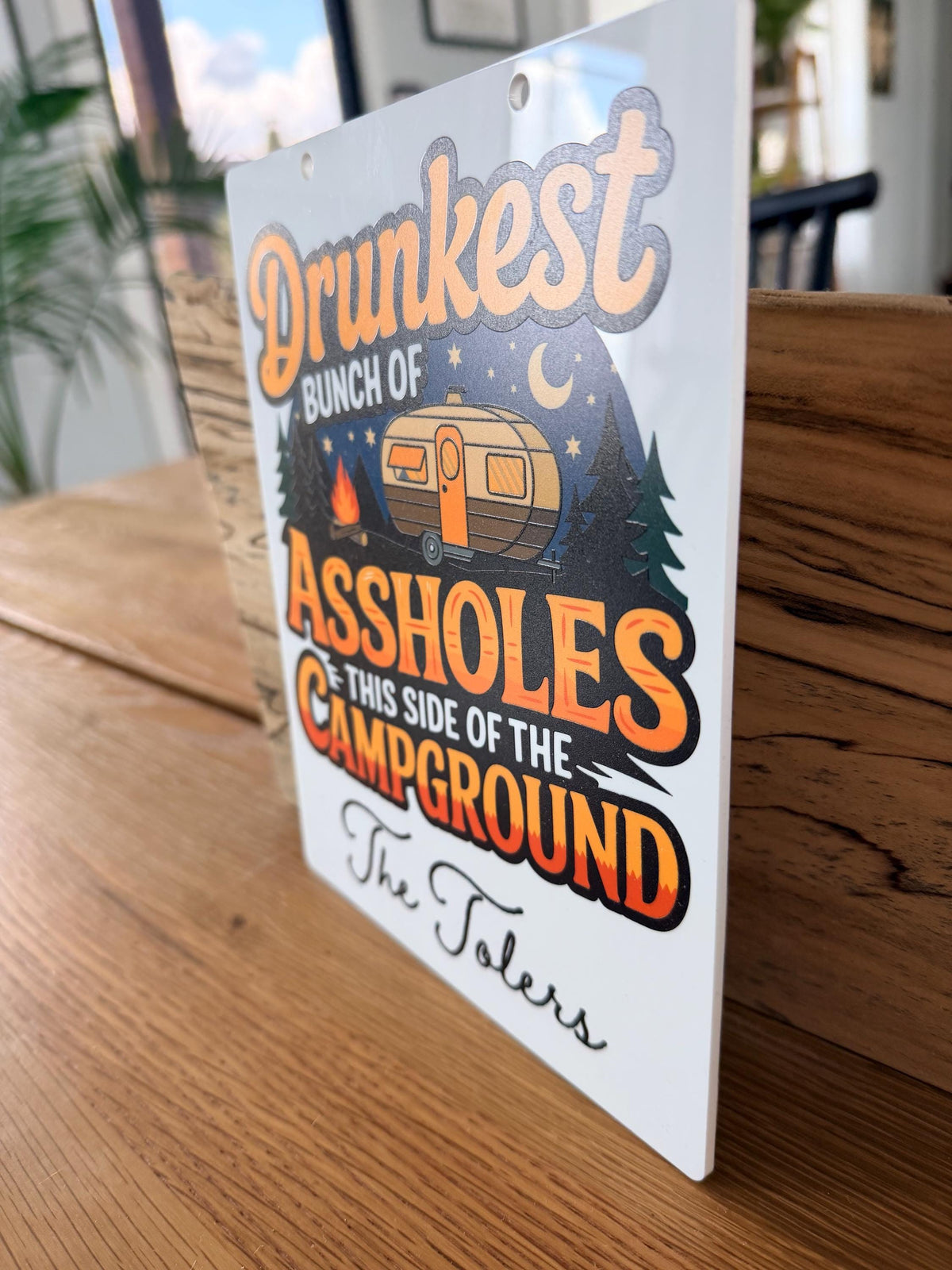Funny Camping Sign Personalized Camper Decor Drunkest Bunch of Assholes Campground Sign RV Gift Custom Family Camping Sign