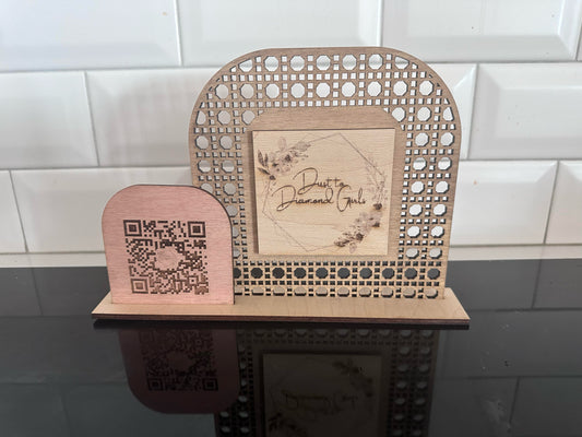 Business QR sign Rattan style