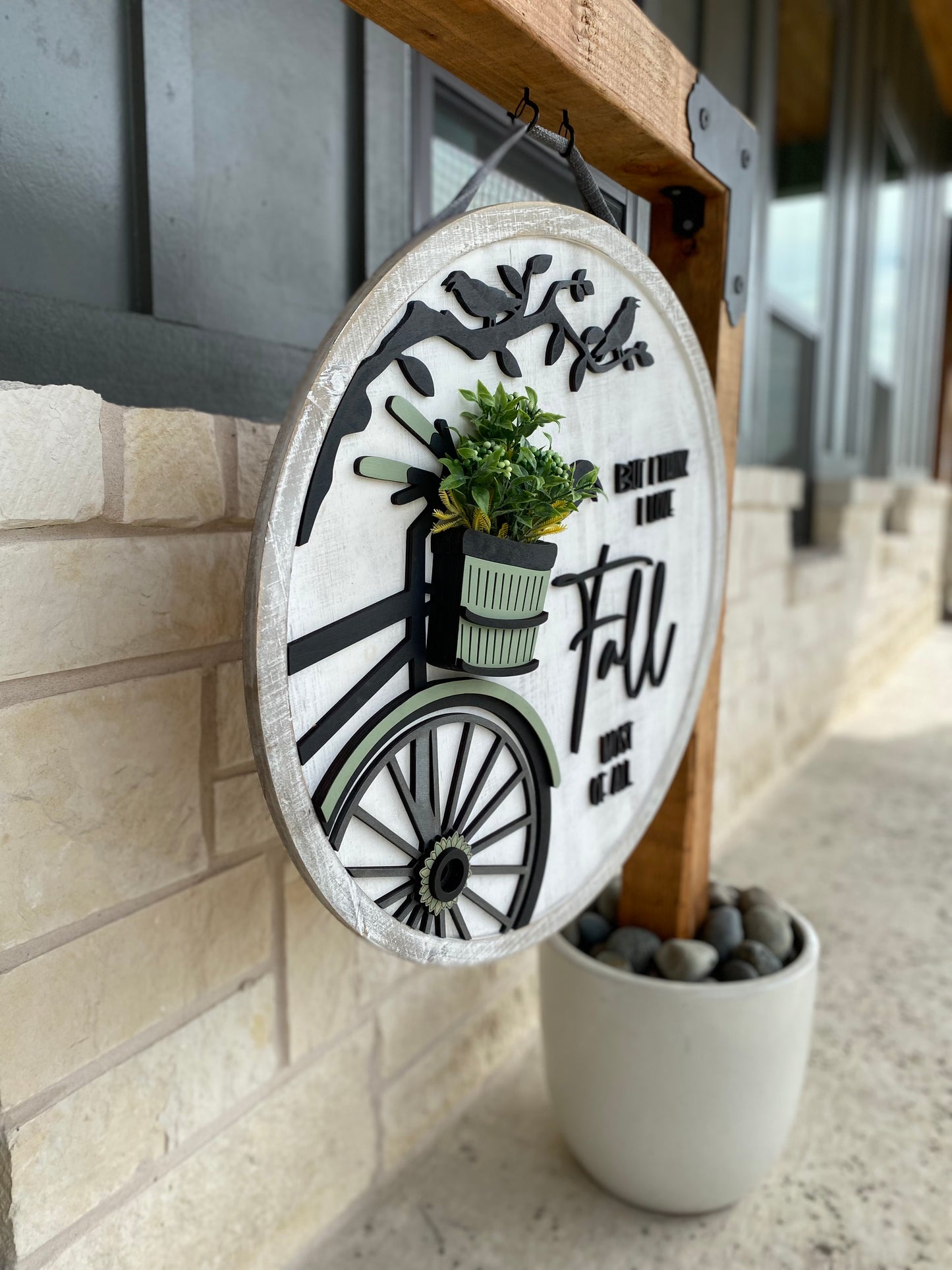 Bicycle Wood Sign, I love Fall