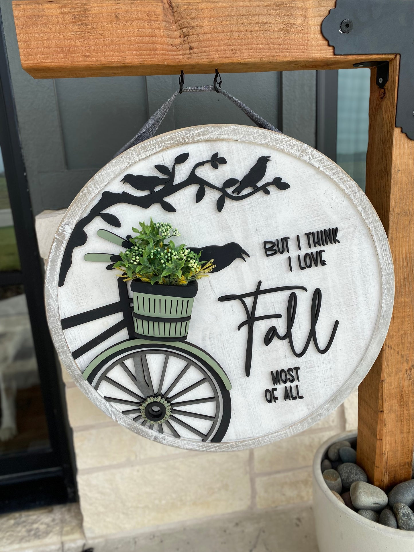 Bicycle Wood Sign, I love Fall