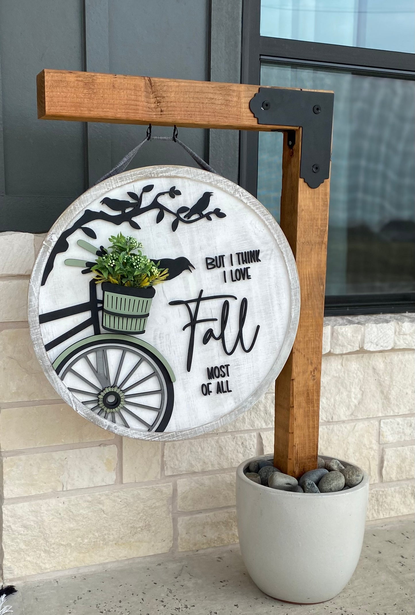 Bicycle Wood Sign, I love Fall