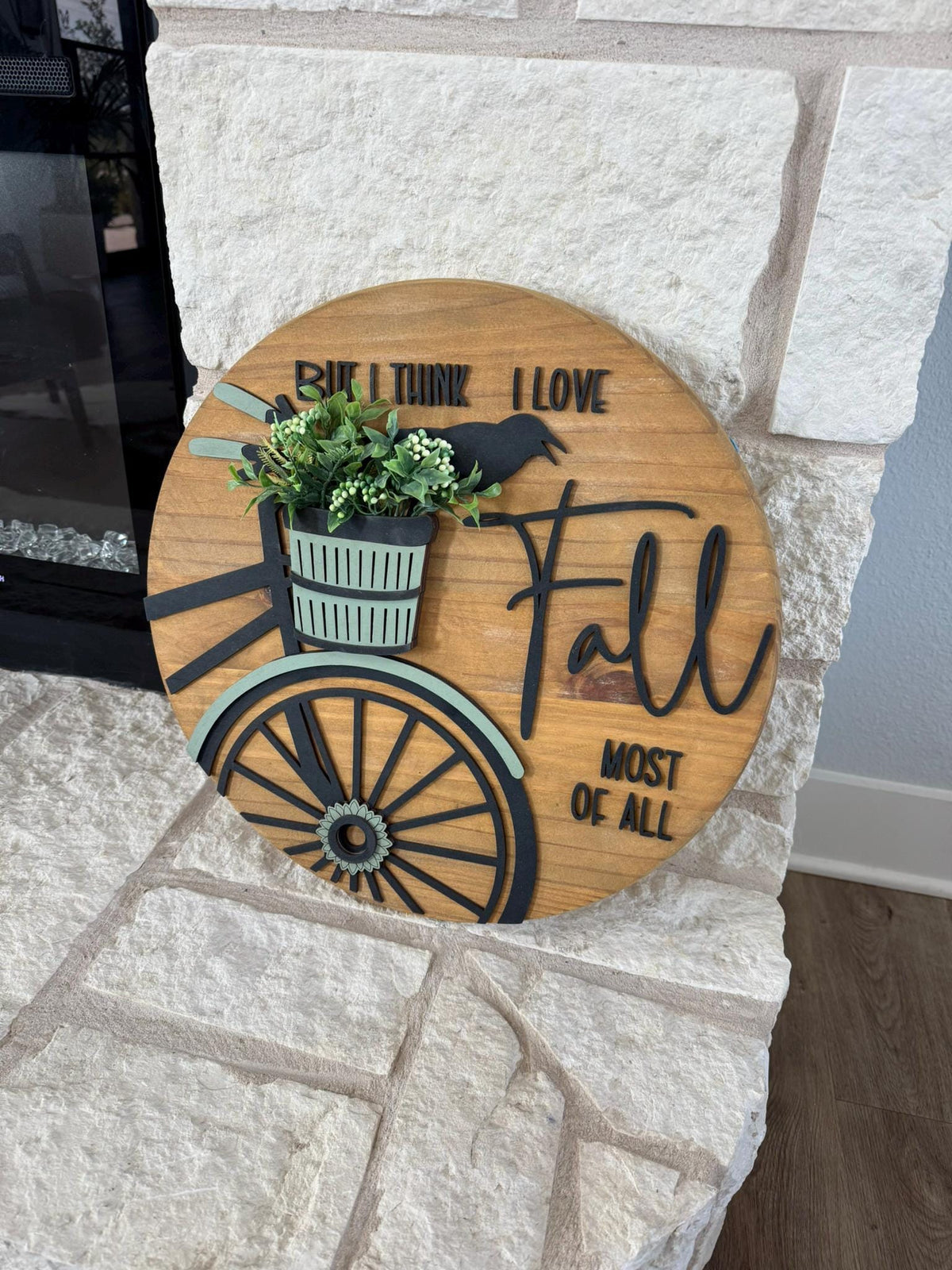 Rustic Fall Door Sign, Farmhouse Autumn Decor with Layered Bike