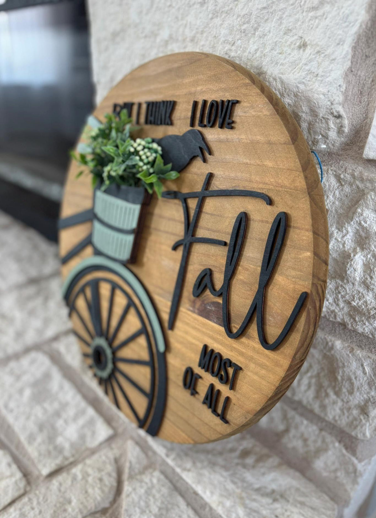 Rustic Fall Door Sign, Farmhouse Autumn Decor with Layered Bike