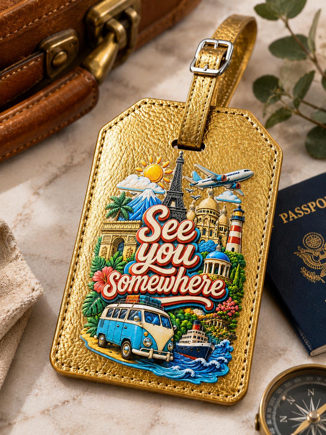 See You Somewhere Luggage Tag: Vacation Travel Bag Identifier