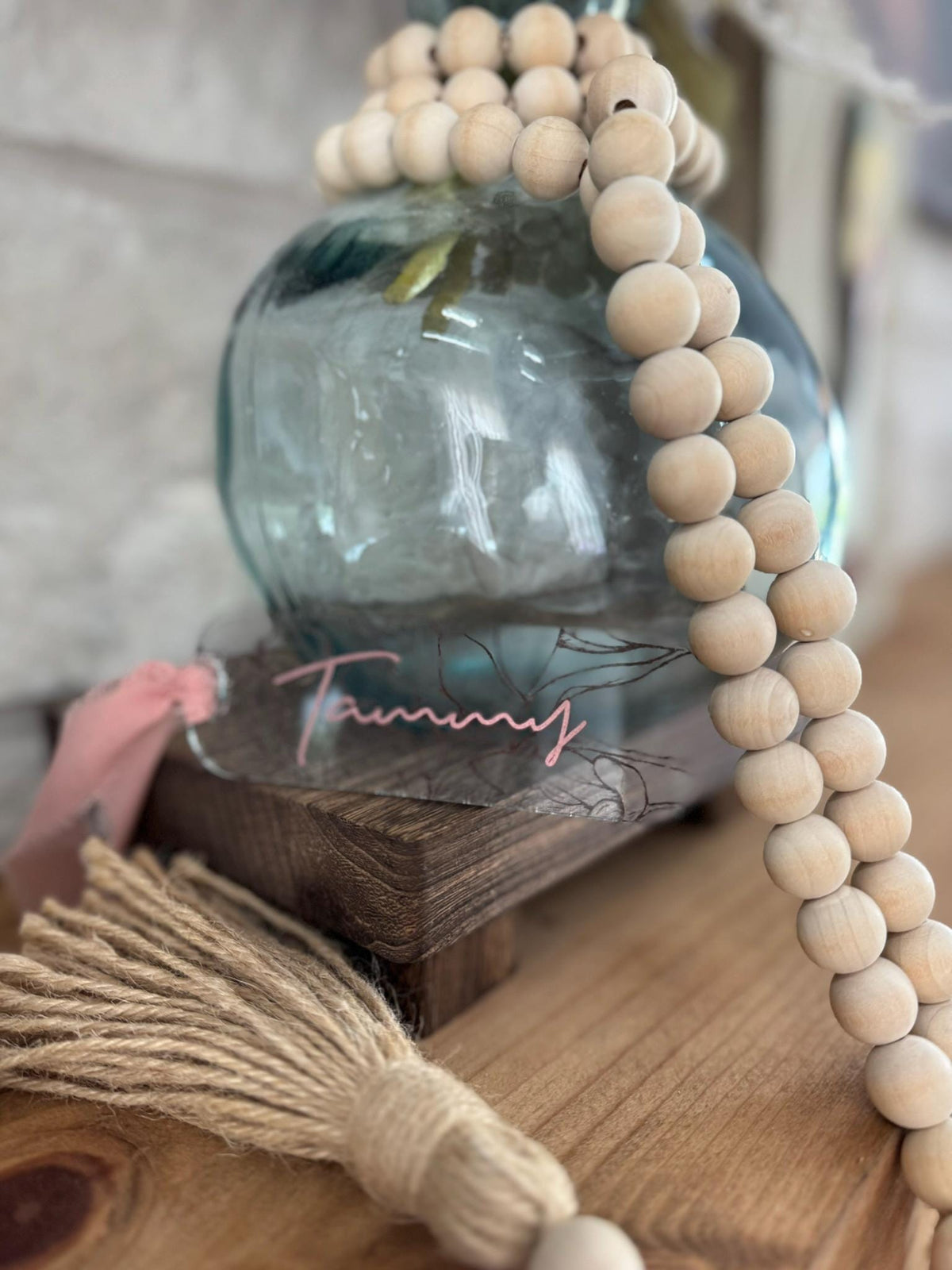 Personalized Acrylic Bookmark, Engraved Magnolia Flower with Chiffon Ribbon