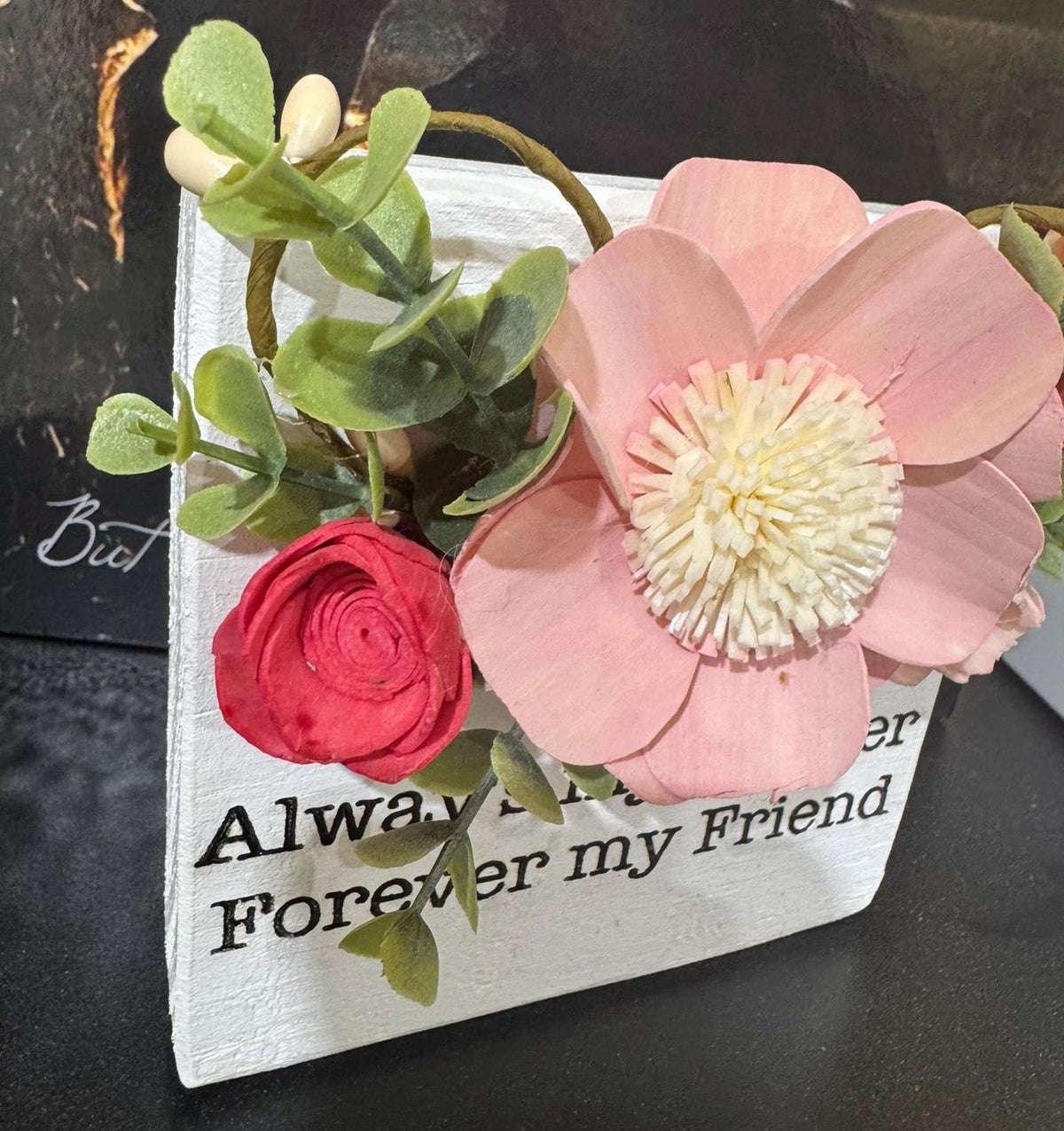 Engraved Wood Mother's Day Sign with Sola Flowers