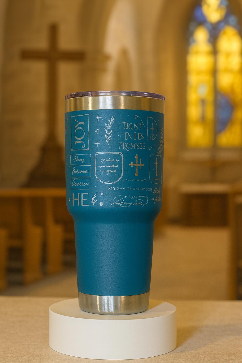 Christian Engraved Tumbler God Is My Anchor Cup Bible Verse Wrap Inspirational 40oz Mug Faith Gift for Women