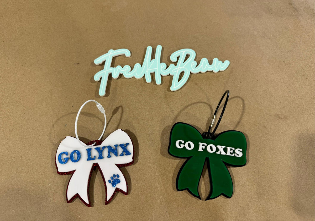 Custom Acrylic Bow Keychain School Spirit Backpack Tag