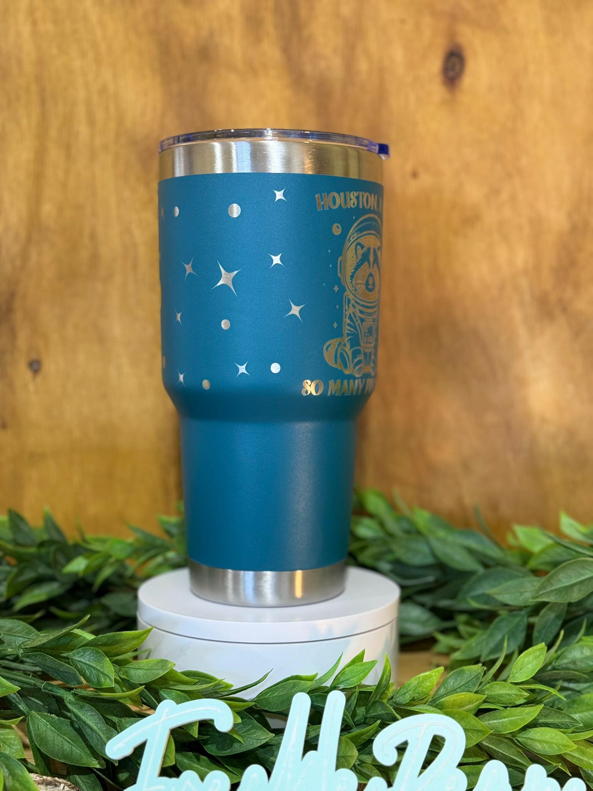 Houston I Have So Many Problems Mug Astronaut Raccoon Funny Engraved Cup Space Gift Engraved 40oz Tumbler