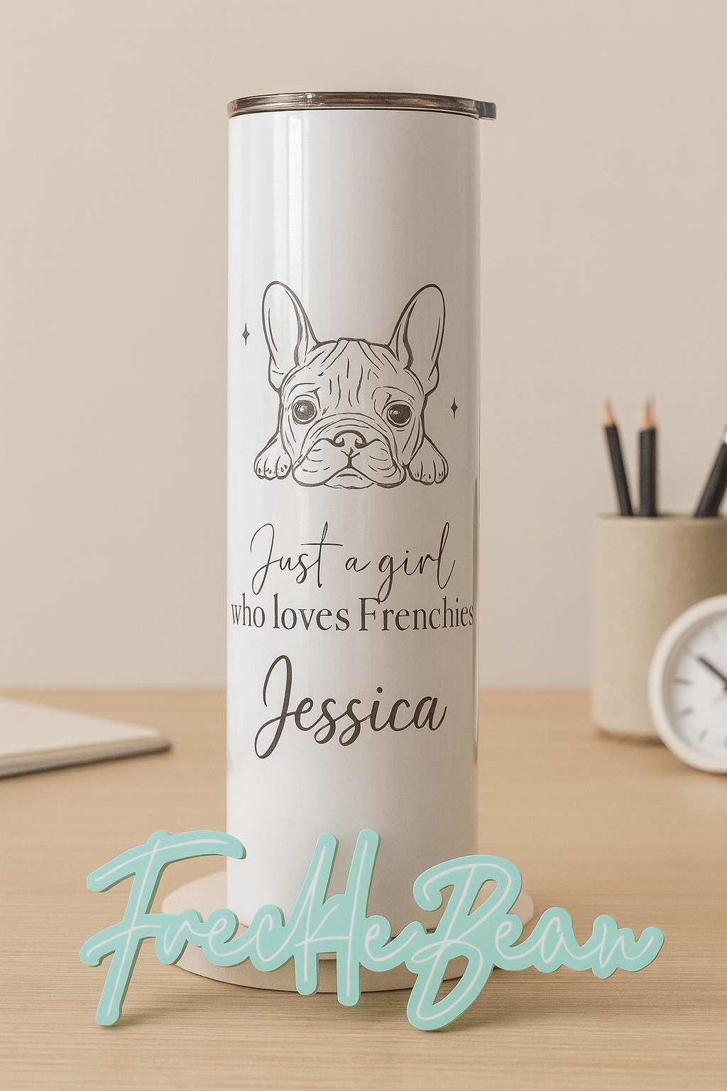Personalized French Bulldog Tumbler, Dog Lover Gift, Stainless Steel Travel Mug