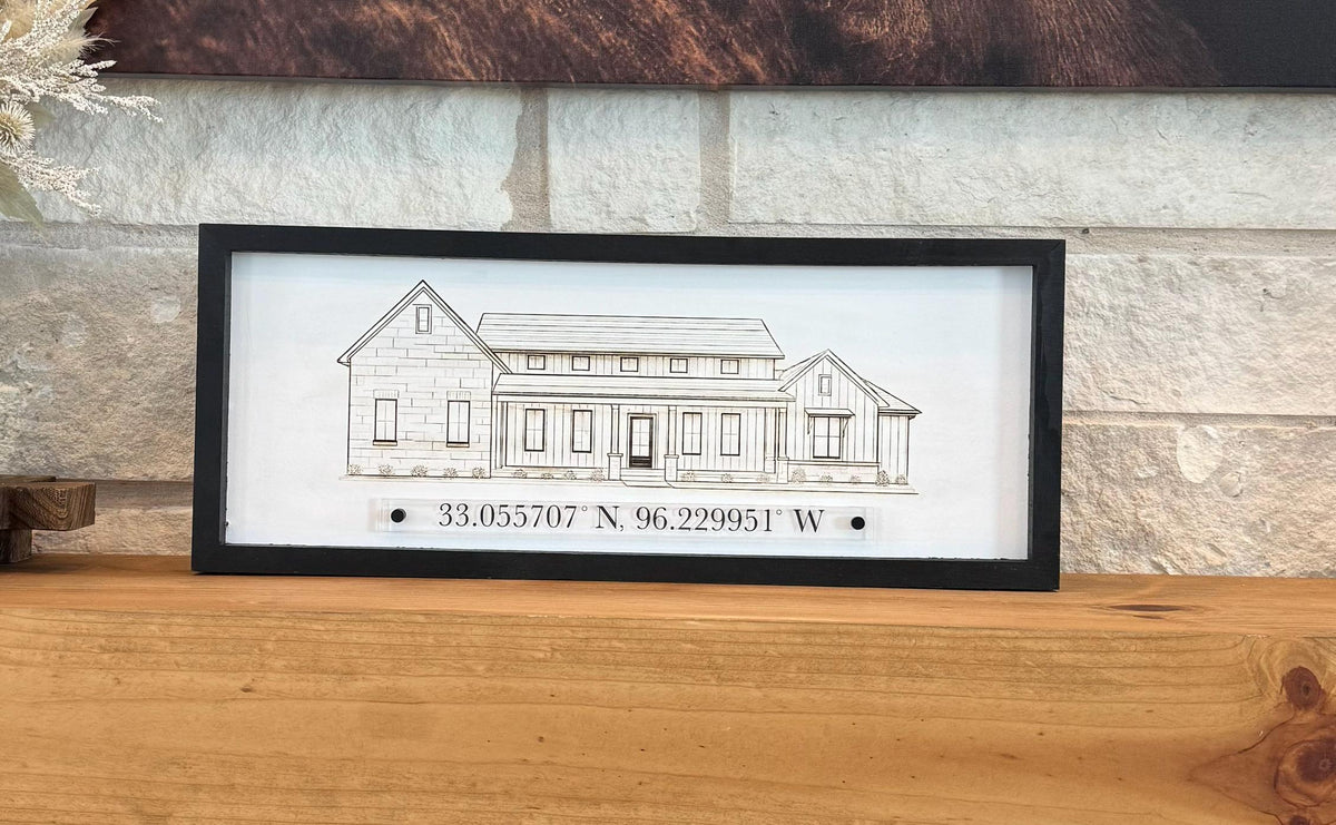 Custom House Photo Engraving with Coordinates Personalized Home Drawing Gift for Realtor New Homeowner Housewarming Gift Custom Sketch