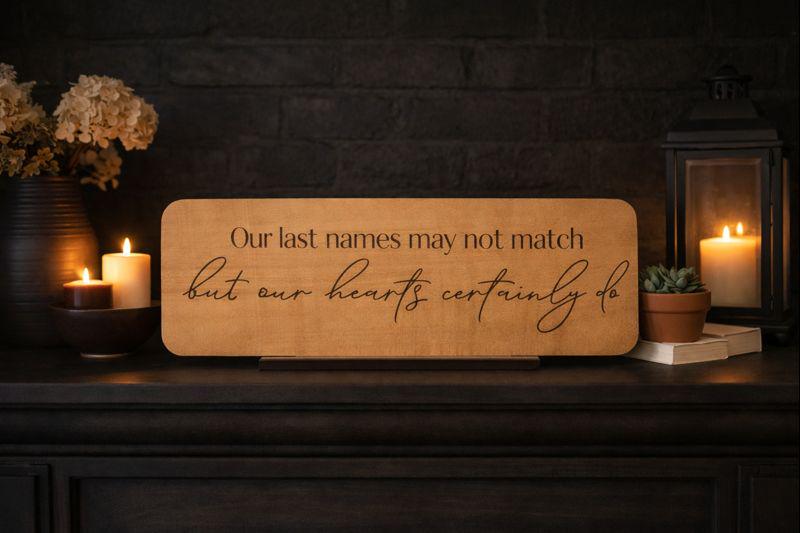 Engraved Wood Blended Family Sign: Meaningful Stepfamily Gift