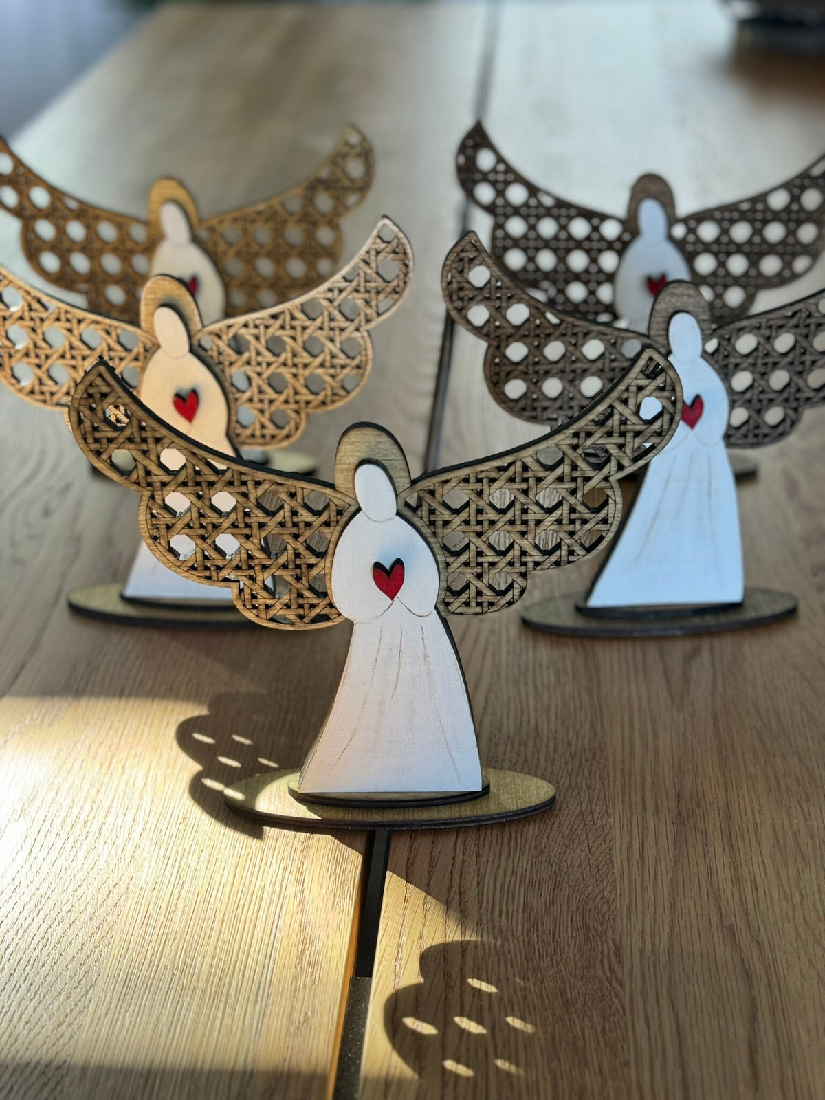 Cane Winged Angel with Heart, Remembrance Memorial Shelf Sitter