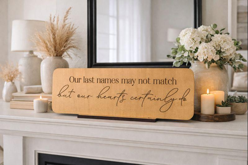 Engraved Wood Blended Family Sign: Meaningful Stepfamily Gift