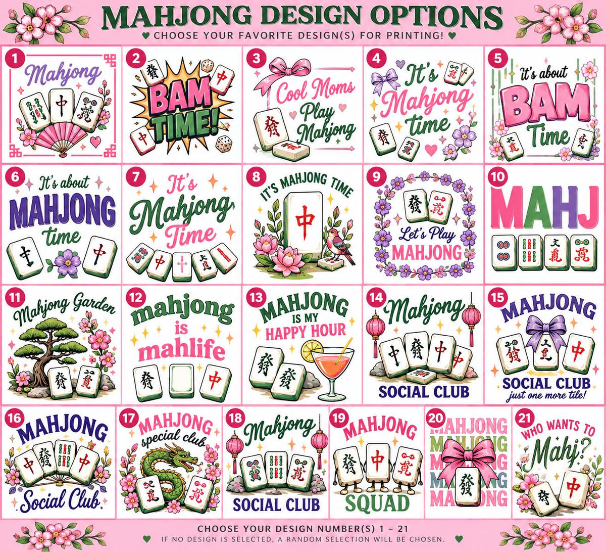 Mahjong Acrylic Cupcake Toppers, Game Night Party Decorations (Set of 6)