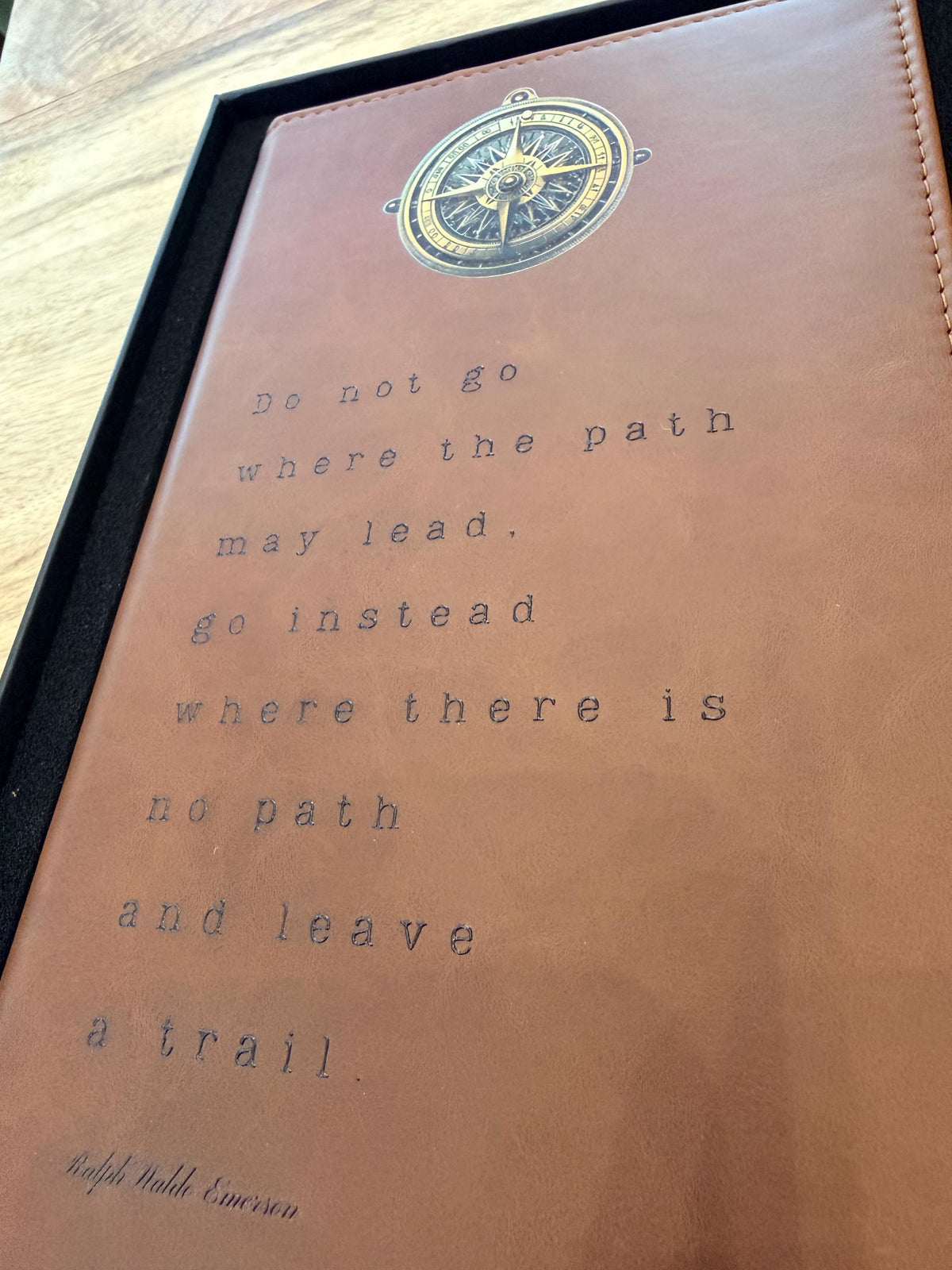 Compass Adventure Journal with Inspirational Quote Brown Leatherette Travel Notebook Traveler Graduation Gift