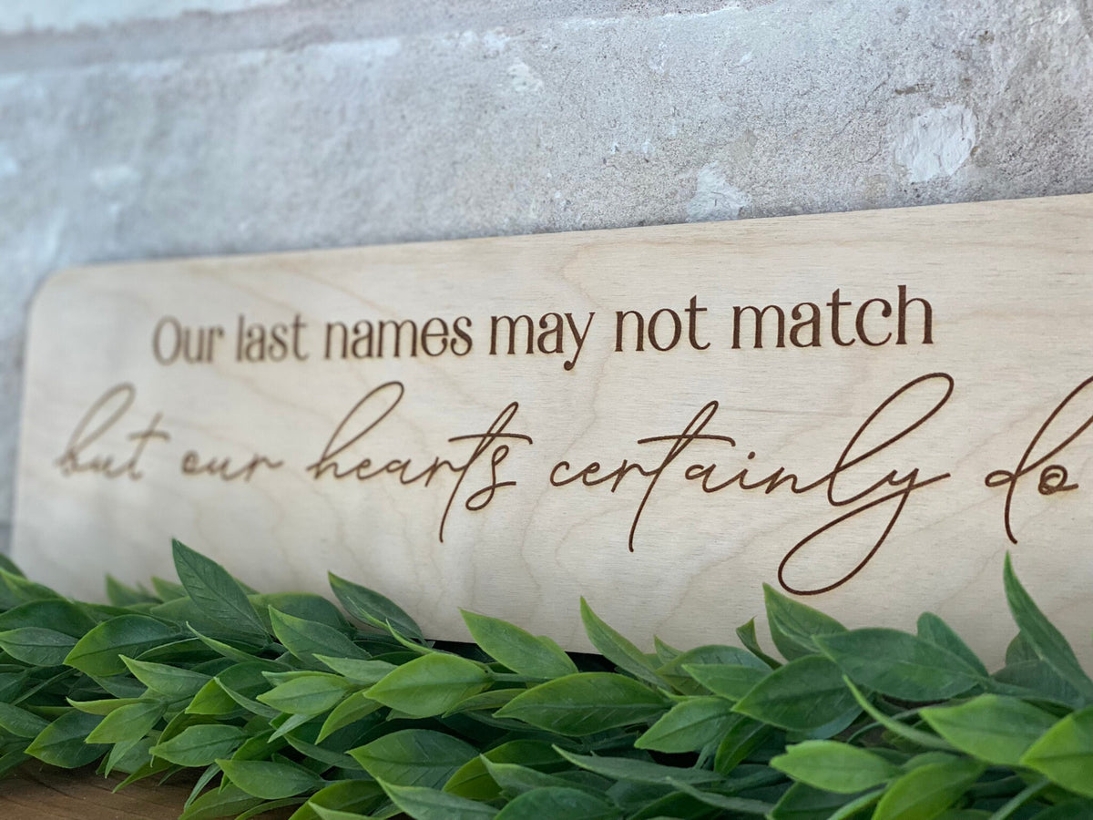 Engraved Wood Blended Family Sign: Meaningful Stepfamily Gift