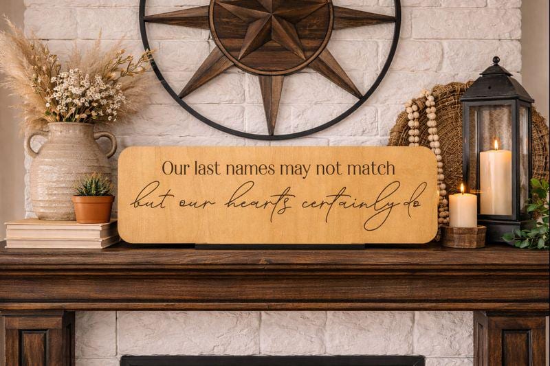 Engraved Wood Blended Family Sign: Meaningful Stepfamily Gift