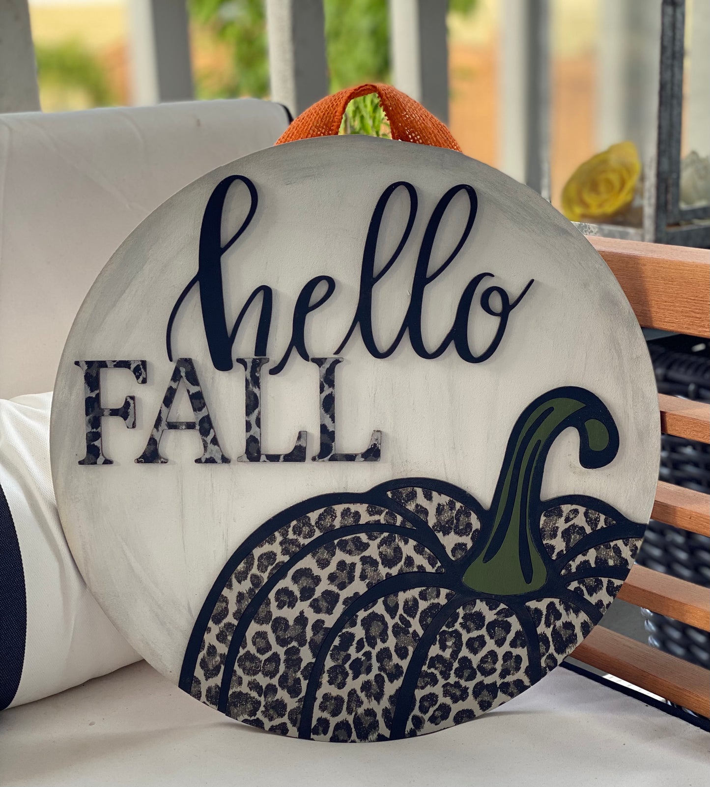 Hello fall wood sign